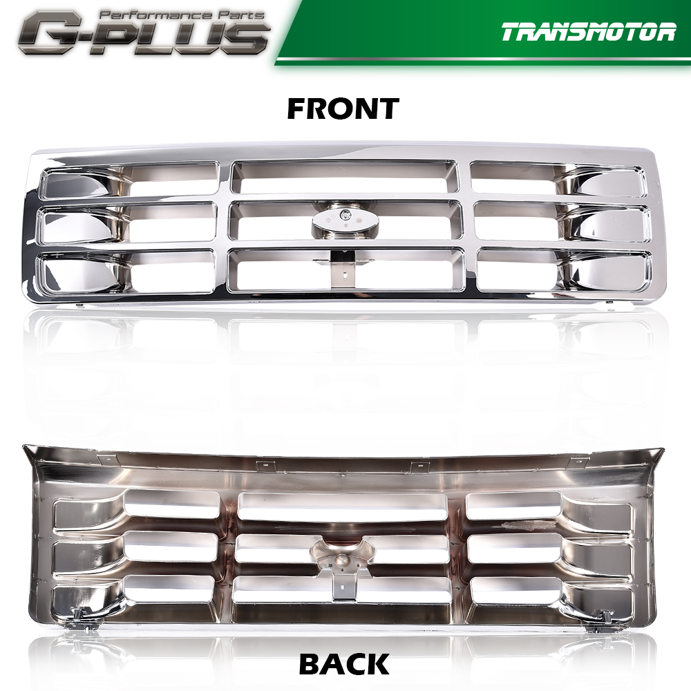 Complete Front Grille & Headlight Kit – Chrome/Painted Gray – For 1992-1997 Ford Bronco, F-150, F-250