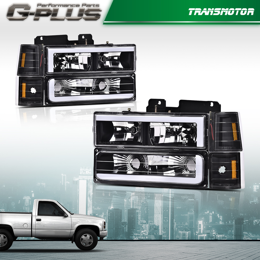 Fit For 1994-1998 C10 C/K Silverado LED DRL Headlight +Bumper