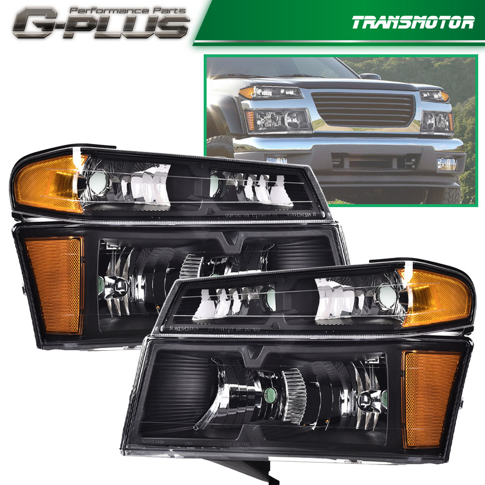 Fit For GMC Canyon /Chevy Colorado 2004-2012 Amber Corner Headlights Lamps Pair