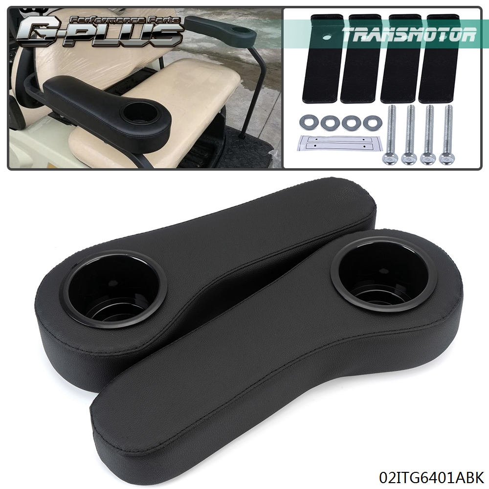 Black Golf Cart Cup Holder Rear Seat Armrest Cushio For EZGO/ Club Car