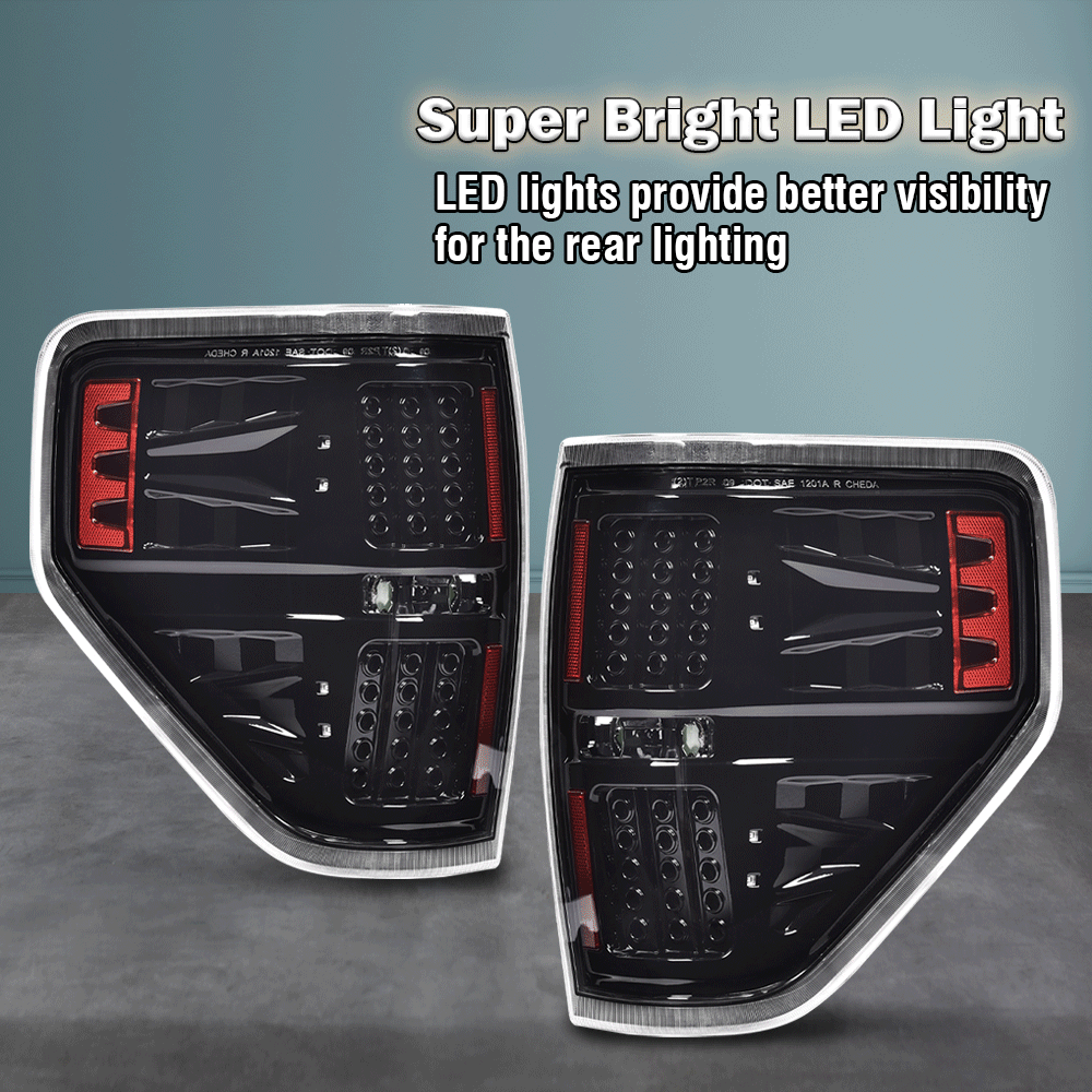 thumbnail image 2 of Transmotor2013 Black LED Tail Light Set For 2009-2014 Ford F-150 – Left & Right, Brake & Parking Lamps 2 of 4